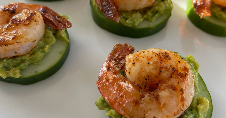 Cucumber Avocado Shrimp Bites